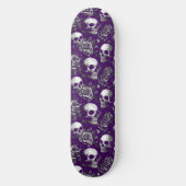 Skateboard Crânes et Roses Violet Gothique (Recto)