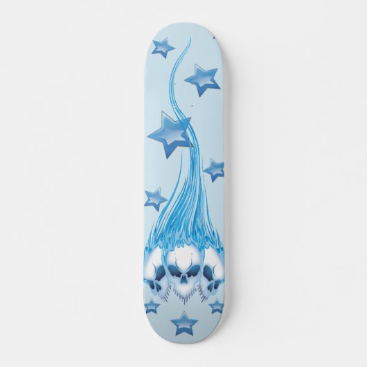 Skateboard Crânes flamboyants bleus (Devant)