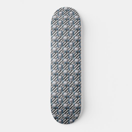 Skateboard Crânes gothiques Fleurs bleues (Recto)