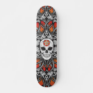 Skateboard Crânes gothiques - Orange