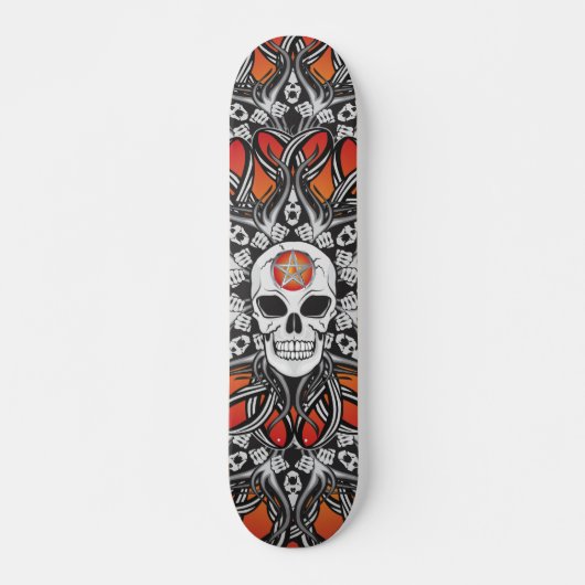 Skateboard Crânes gothiques - Orange (Devant)