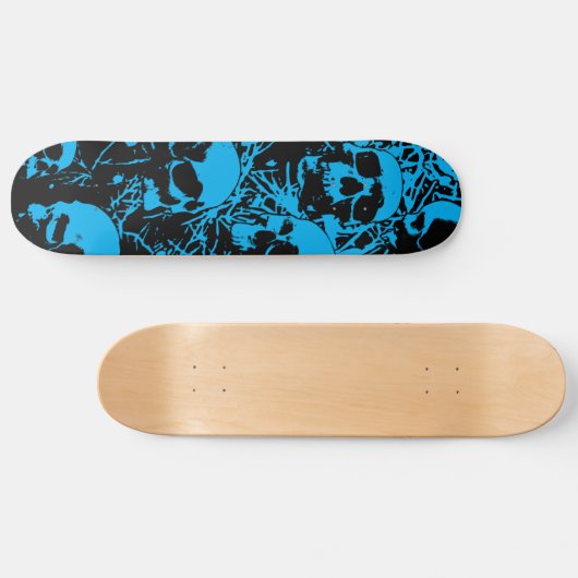 Skateboard Crânes grunges bleus (Horz)