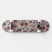 Skateboard Crânes Roses et Boules de Disco Roses (Horz)