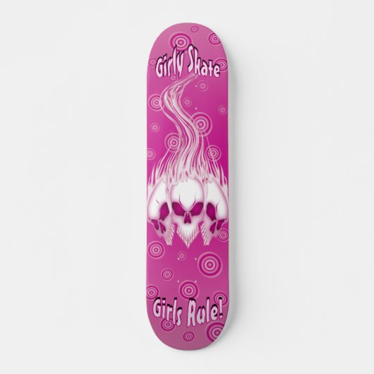 Skateboard Crânes roses flamboyants (Devant)
