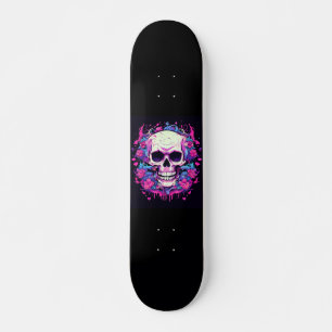 Skateboard Crânes Roses Roses