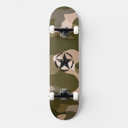 Skateboard Crayon étoile Vintage sur Camouflage (Recto)
