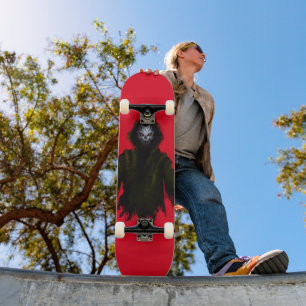 Skateboard Créature Monstrueuse Gothique Horreur Sombre Rouge