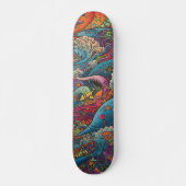 Skateboard Créatures marines psychédéliques colorées (Devant)