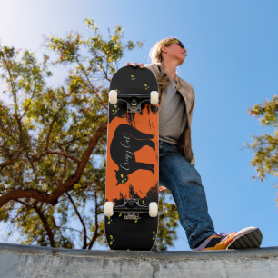Skateboard Creepy Black Cat