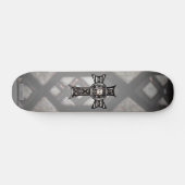Skateboard Croix celtique et crâne (argent) (Horz)