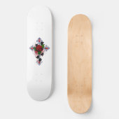 Skateboard Croix d'argent avec une rose rouge (Recto)