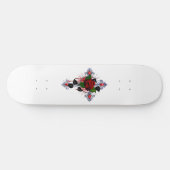 Skateboard Croix d'argent avec une rose rouge (Horz)