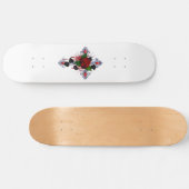 Skateboard Croix d'argent avec une rose rouge (Horz)