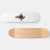 Skateboard Croix d'argent avec une rose rouge (Horz)