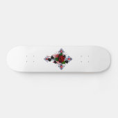 Skateboard Croix d'argent avec une rose rouge (Horz)