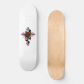 Skateboard Croix d'argent avec une rose rouge (Recto)