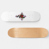 Skateboard Croix d'argent avec une rose rouge (Horz)