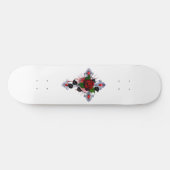 Skateboard Croix d'argent avec une rose rouge (Horz)