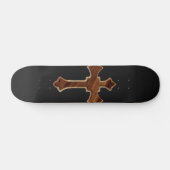 Skateboard Croix en bois sur la copie foncée d'image de tissu (Horz)