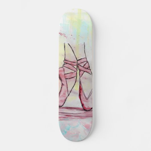 Skateboard Croquis de chaussures en ballet mignonne Aquarelle (Recto)