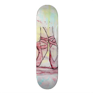 Skateboard Croquis de chaussures en ballet mignonne Aquarelle