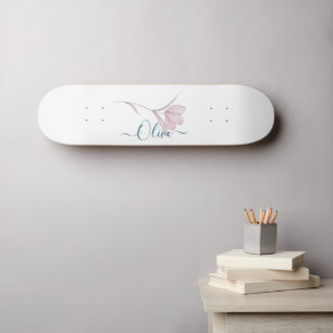 Skateboard Croquis floral aquarelle personnalisée
