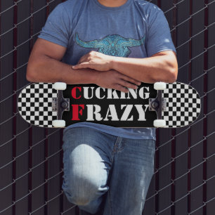 Skateboard Cucking Frazy blanc et noir damier