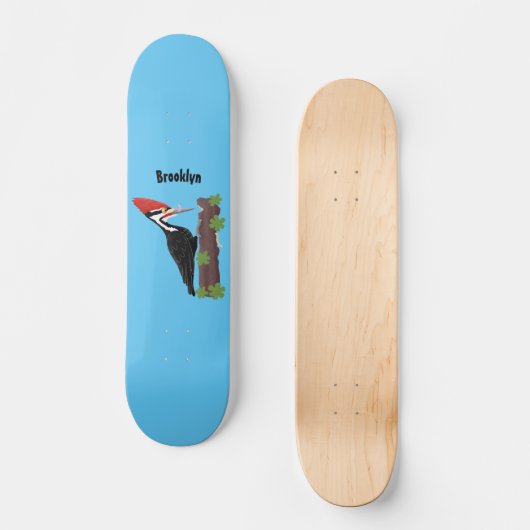 Skateboard Cue drôle Pileated woodpecker dessin d'illustratio (Recto)