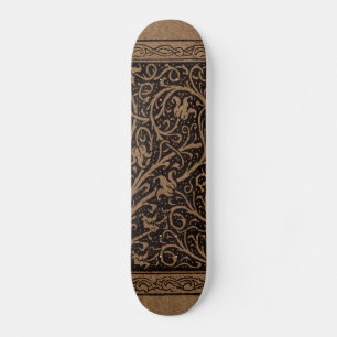 Skateboard Cuir à outils Brown Art Nouveau Floral