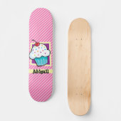Skateboard Cupcake sur bandes rose et blanche (Recto)