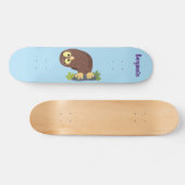Skateboard Curieux et drôle dessin animé de chouette brune (Horz)