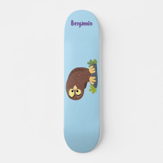 Skateboard Curieux et drôle dessin animé de chouette brune (Devant)