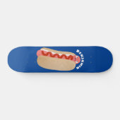 Skateboard Curieux hot dog Weiner dessin animé (Horz)