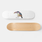 Skateboard Curl crested aracari bird cartoon (Horz)