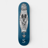skateboard Custom Blue Skeleton Nautical King (Voorkant)