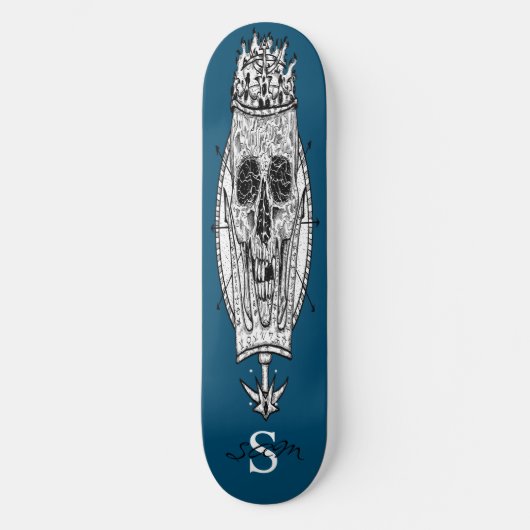 skateboard Custom Blue Skeleton Nautical King (Voorkant)