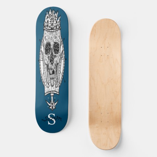 skateboard Custom Blue Skeleton Nautique King (Recto)