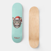 Skateboard Custom Cute Christmas Cat with Santa Hat (Recto)