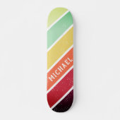 Skateboard Custom Name Cool Retro Stripes (Devant)