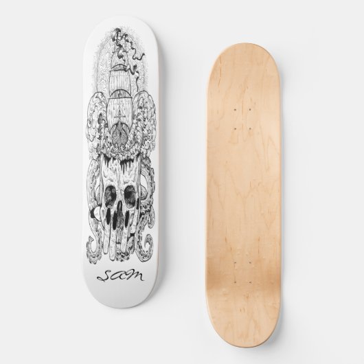 skateboard Custom Skeleton Nautical Pirate King (Voorkant)