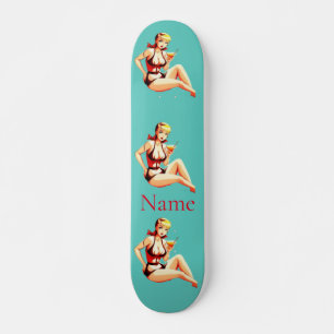 Skateboard Cute Blonde Martini Bikini Girl Thunder_Cove