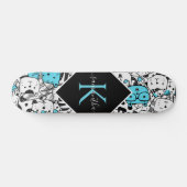 Skateboard Cute Blue Chat Motif Nom et dessin original (Horz)