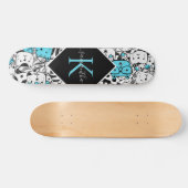 Skateboard Cute Blue Chat Motif Nom et dessin original (Horz)