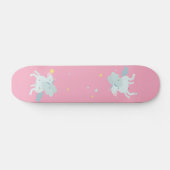 Skateboard Cute Blue Unicorn, Étoiles (Horz)