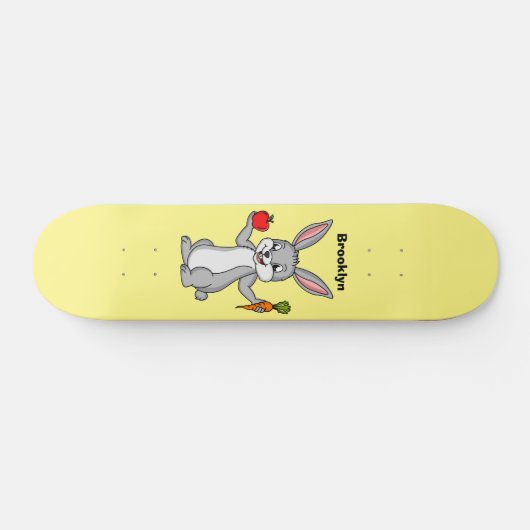 Skateboard Cute bunny rabbit with vegetables (Horz)