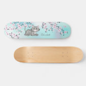 Skateboard Cute Cat Cherry Blossom Rose Turquoise Ajouter un (Horz)