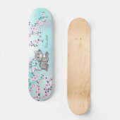 Skateboard Cute Cat Cherry Blossom Rose Turquoise Ajouter un (Recto)