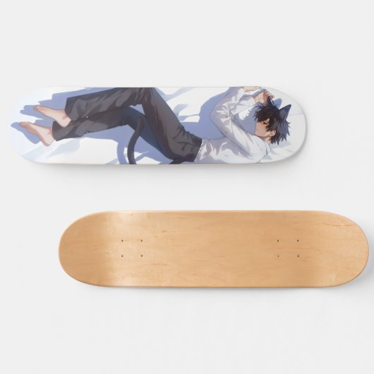 Skateboard Cute Catboy Anime (Horz)