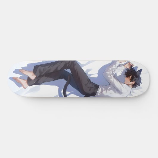 Skateboard Cute Catboy Anime (Horz)