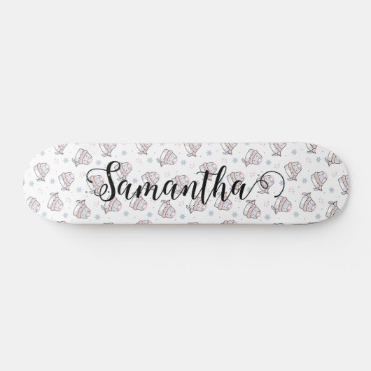 Skateboard Cute Chat hiver Motif de Noël personnalisé (Horz)